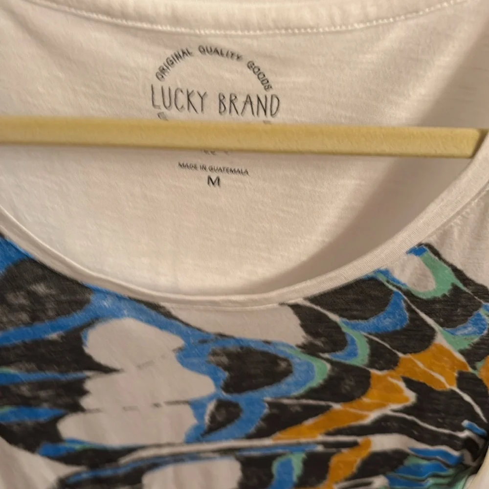 NWT Lucky Brand White Tee with Butterfly Design M soft - Picture 3 of 8